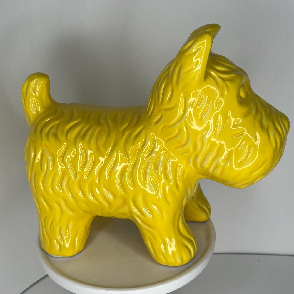 Ceramic Bright Yellow Terrier Dog Statue Home Decor - Picture 4 of 6
